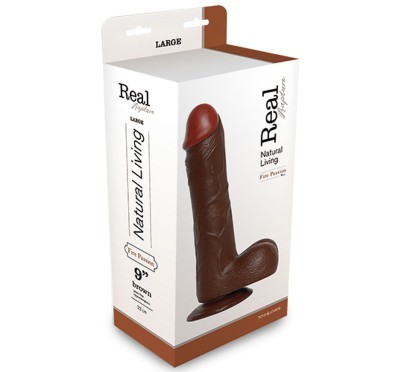 Ciemne brązowe dildo gruby penis z jądrami 25cm